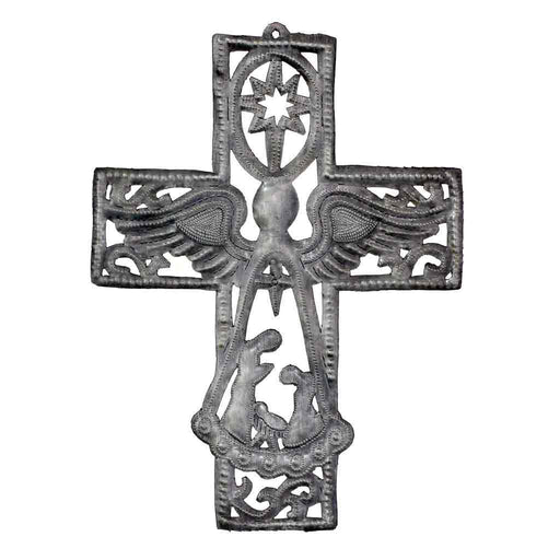 Metal Cross with Angel and Nativity Scene (10" x 14") - Culture Kraze Marketplace.com