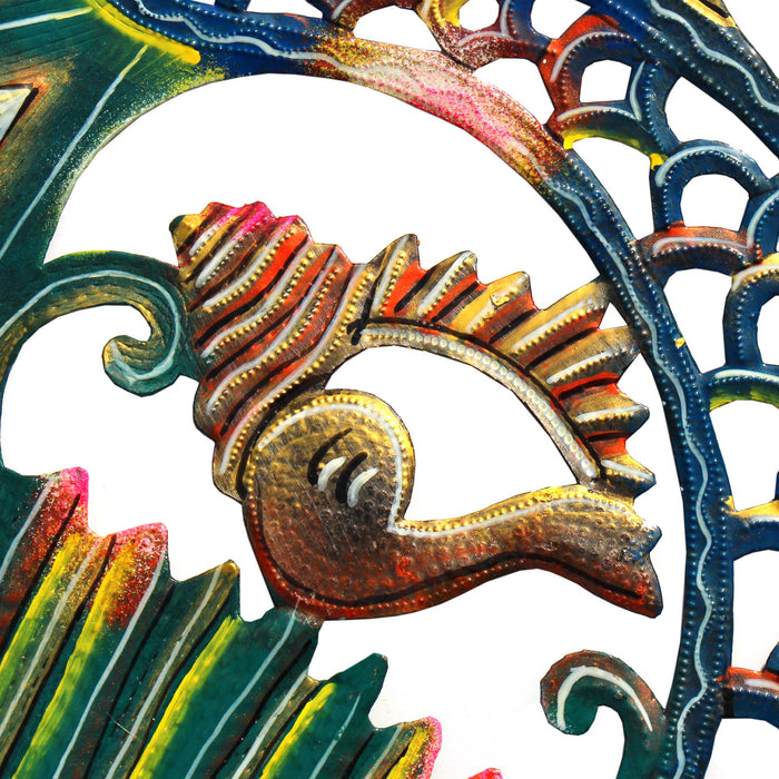 24 inch Painted Fish & Shell Metal Artwork - Culture Kraze Marketplace.com