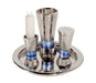 Yair Emanuel Hammered Aluminum Cone Shaped Havdalah Set - Blue Bands - Culture Kraze Marketplace.com