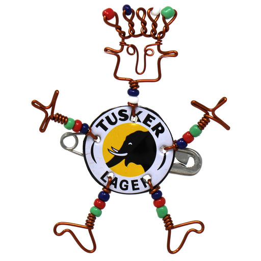 Dancing Girl Tusker Bottle Cap Pin with Beads - Culture Kraze Marketplace.com
