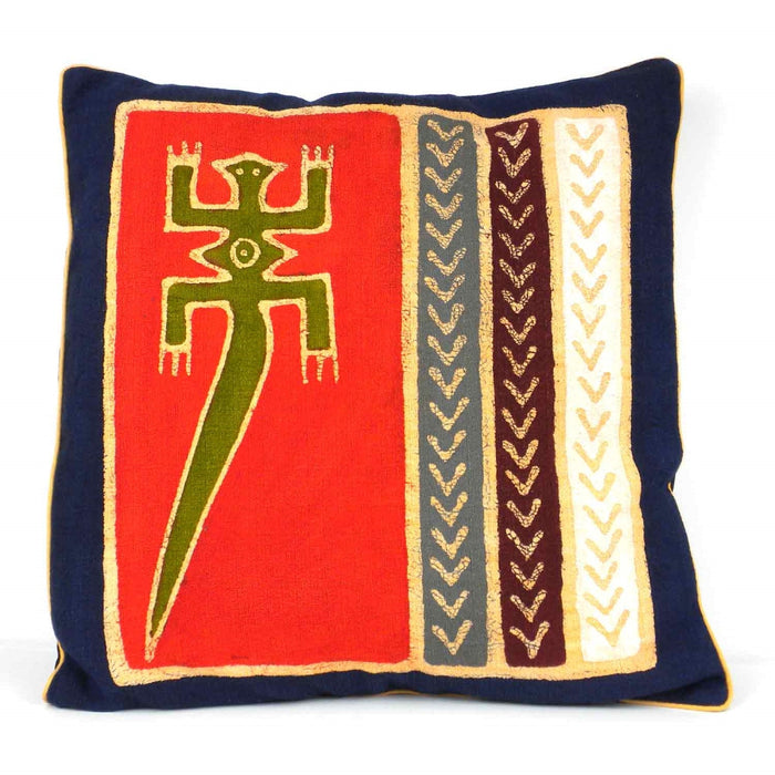 Handmade Red Lizard Batik Cushion Cover - Tonga Textiles - Culture Kraze Marketplace.com