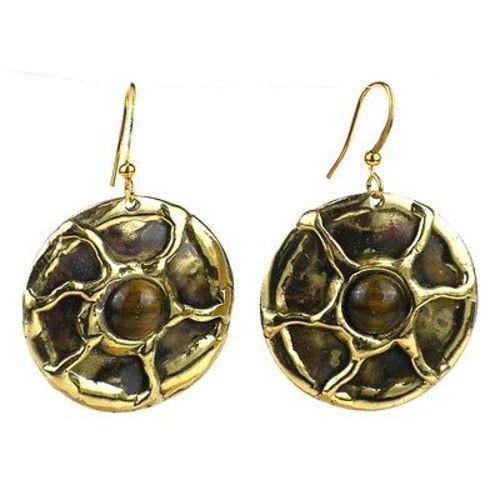 Gold Tiger Eye Sun Earrings - Culture Kraze Marketplace.com