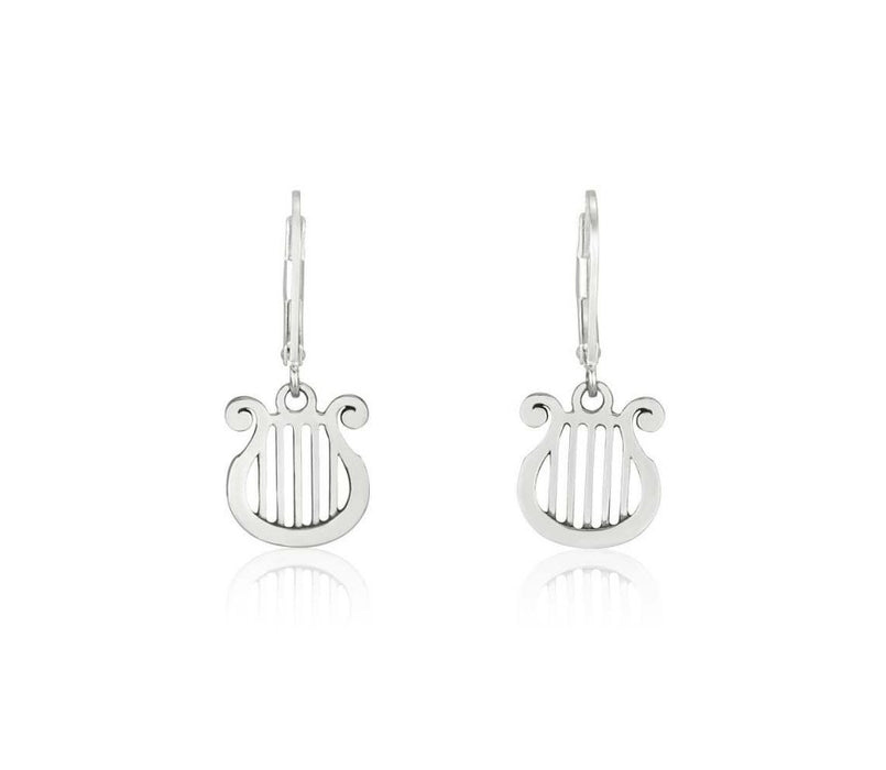 Sterling Silver Dangle Earrings - King David's Lyre Image - Culture Kraze Marketplace.com