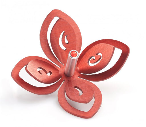 Adi Sidler Anodized Aluminum Chanukah Dreidel Flower Design - Red - Culture Kraze Marketplace.com