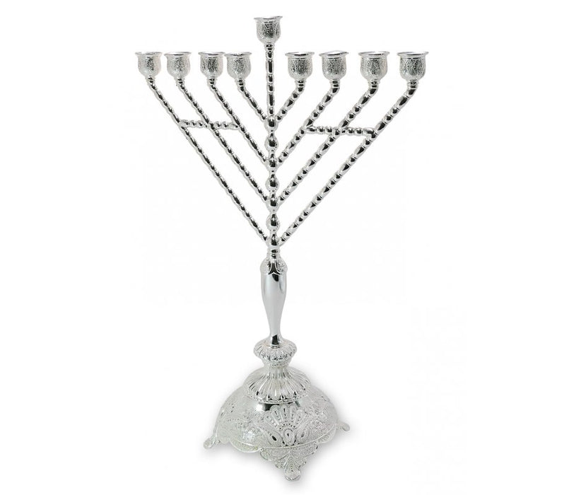 Tall Chabad Angular Menorah, Nickel – 15.5" Height - Culture Kraze Marketplace.com