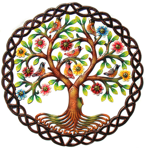 Rooted Tree of Life in Circle Haitian Metal Drum Wall Art - Culture Kraze Marketplace.com