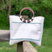 Firehose Wood Handled White Bag - Culture Kraze Marketplace.com