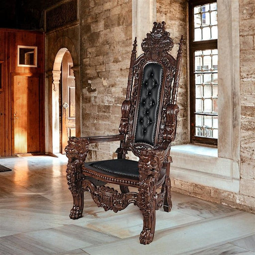 The Lord Raffles Lion Leather Throne Chair - Culture Kraze Marketplace.com