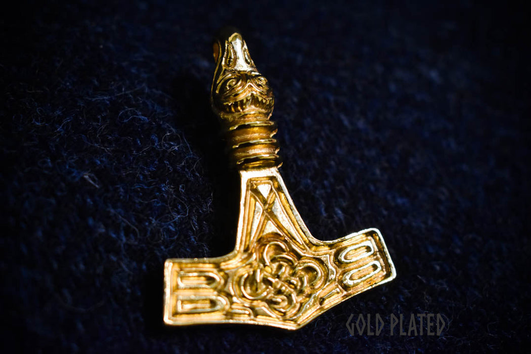 Gold Plated Bird Headed Thor's Hammer