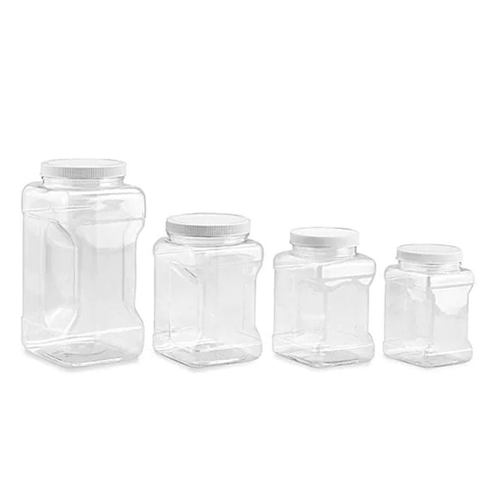 Clear PET Plastic Grip Dry/Liquid Food Storage Jars w/ Caps (Food Grade - BPA Free)-12