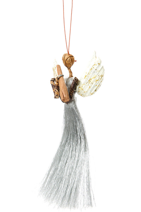 Banana Fiber & Silver Thread Angel Ornament - Culture Kraze Marketplace.com