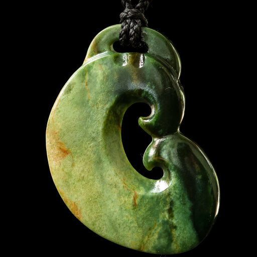 Large Flower Jade Matau, handcrafted hook pendant - Culture Kraze Marketplace.com