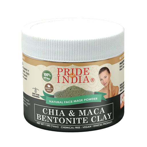 Chia & Maca Healing Bentonite Clay Natural Face Mask Powder, 1 Pound (454gm) Jar-0