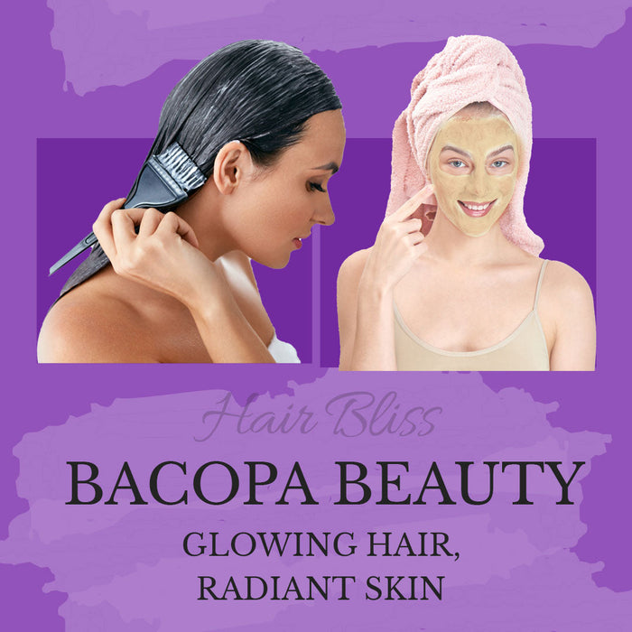 Hair Bliss- Natural Brahmi Bacopa Herbal Hair & Skin Conditioning Powder- 12 Individual Sachets (10 gm each)- Reusable Brush & Tray Included-3