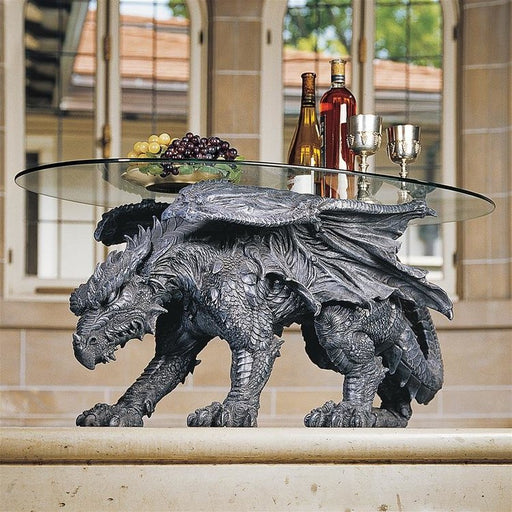 Warwickshire Gothic Dragon Glass-Topped Sculptural Coffee Table - Culture Kraze Marketplace.com