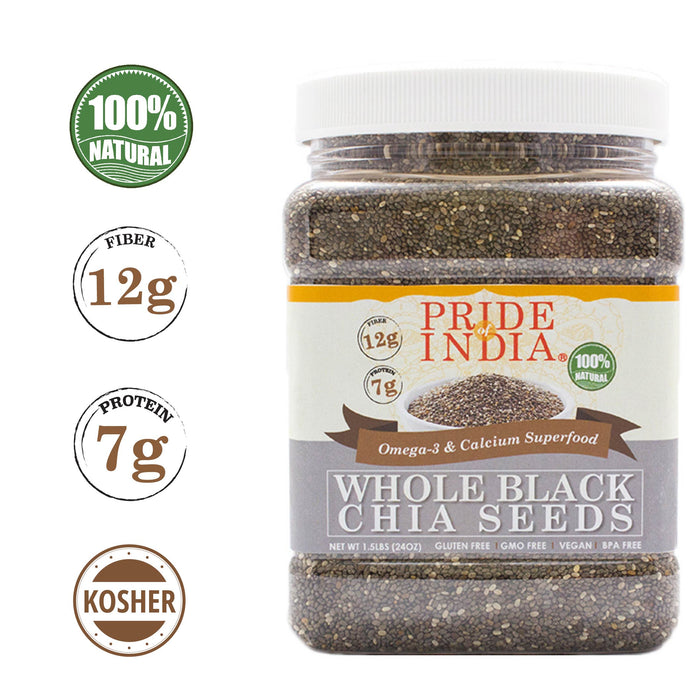 Whole Black Chia Seeds - Omega-3 & Calcium Superfood Jar-3