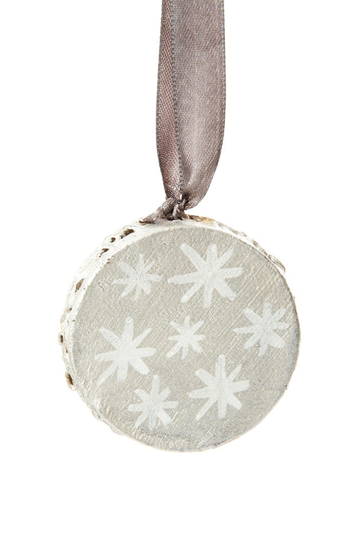 Small Silver Drum Ornament with Snowflakes - Culture Kraze Marketplace.com