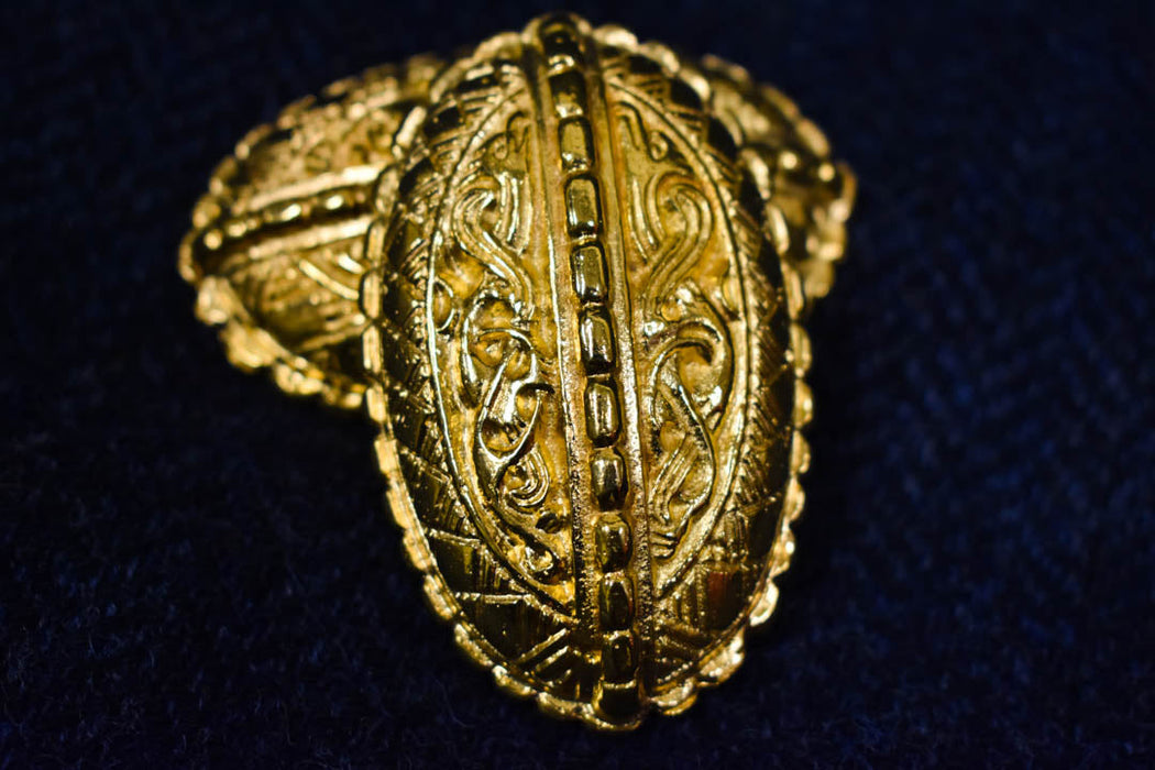 Pair of Broa Style Oval Brooches - Gold Plated - Culture Kraze Marketplace.com