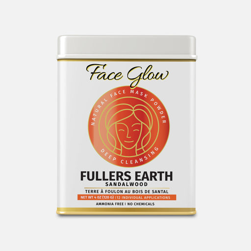Face Glow Mask Kit- Fuller’s Earth w/ Sandalwood - 12 Individual Sachets of Multani Mitti (10 gm each)- Reusable Brush & Tray Included-0
