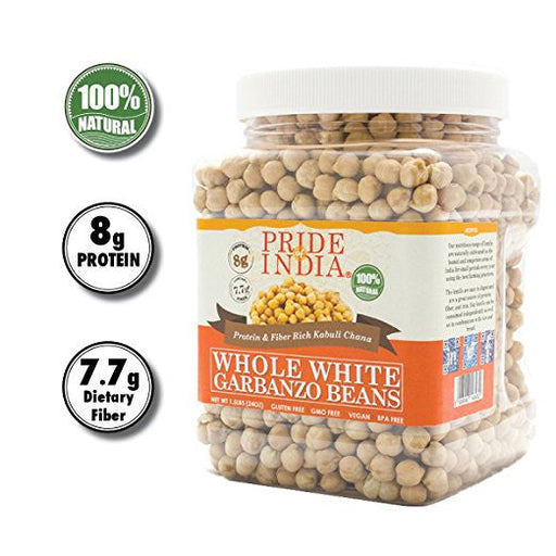 Indian Whole White Garbanzo Beans 10mm - Protein & Fiber Rich Kabuli Chana Jars-0