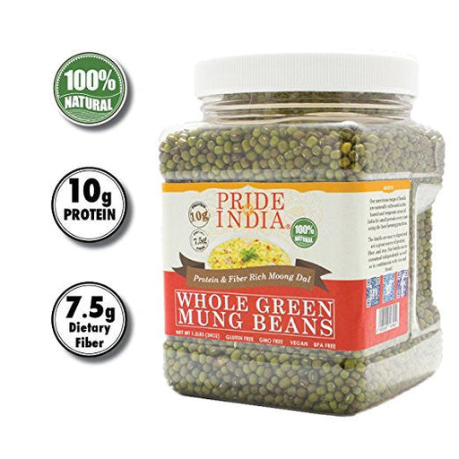 Indian Whole Green Mung Gram - Protein & Fiber Rich Moong Whole Jar-1