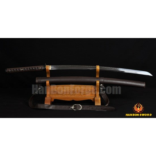 Japanese Samurai Sword Unokubi-Zukuri Full Tang Clay tempered Blade Leather straps - Culture Kraze Marketplace.com