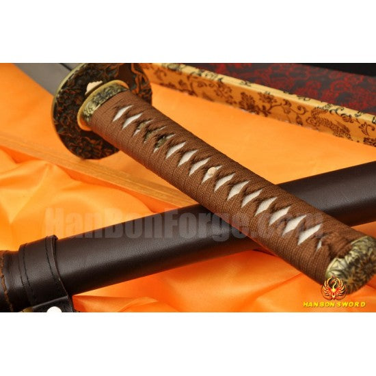 Leather Saya 8192 Layers Damascus Steel Oil Quenched Full Tang Blade Japanese Sword KATANA - Culture Kraze Marketplace.com