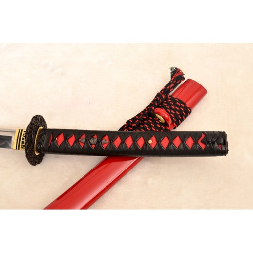 Clay Tempered Samurai Japanese 1.26" SORI Blade Sword 1095 Steel Iron Flower Tsuba - Culture Kraze Marketplace.com
