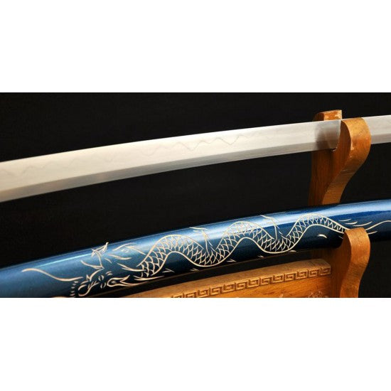Folded Steel KATANA Japanese Samurai Full Tang Dragon Sword Clay Tempered Blade Handmade - Culture Kraze Marketplace.com