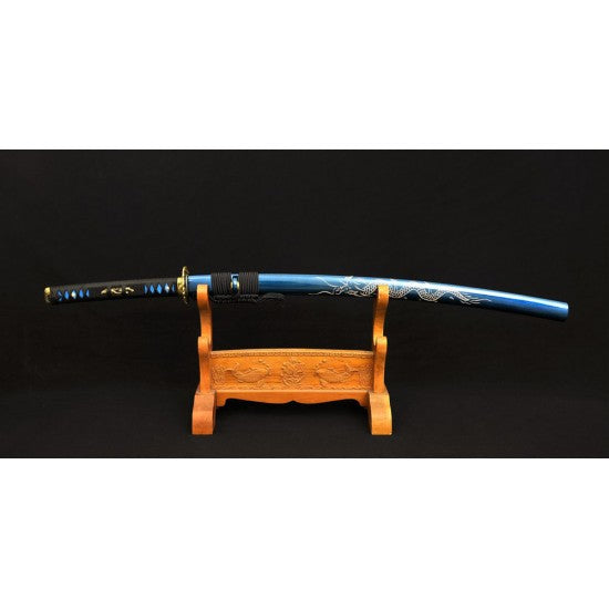 Folded Steel KATANA Japanese Samurai Full Tang Dragon Sword Clay Tempered Blade Handmade - Culture Kraze Marketplace.com