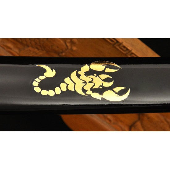 Clay Tempered Damascus Folded Steel KATANA Japanese Samurai Scorpion Sword - Culture Kraze Marketplace.com