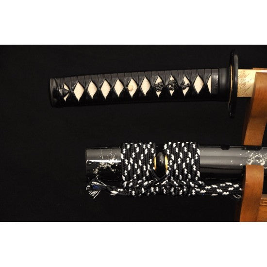 Damascus Folded Steel Japanese Wakizashi Samurai Sword Full Tang Blade Iron Tsuba - Culture Kraze Marketplace.com
