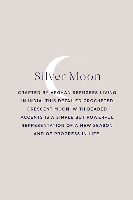 MADE51 Silver Moon Ornament, Crafted by Afghan Refugees Living in India - Culture Kraze Marketplace.com