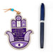Hamsa Wall Decoration with Good Luck Symbols and English Home Blessing - Purple - Culture Kraze Marketplace.com