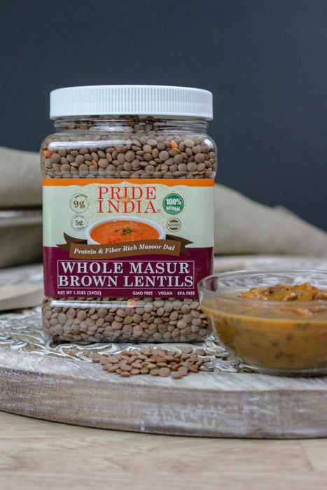 Indian Whole Brown Crimson Lentils - Protein & Fiber Rich Masoor Whole Jar-3