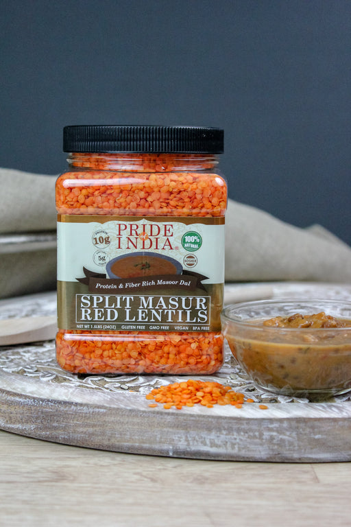 Indian Split Masur Red Lentils - Protein & Fiber Rich Masoor Dal Jar-1