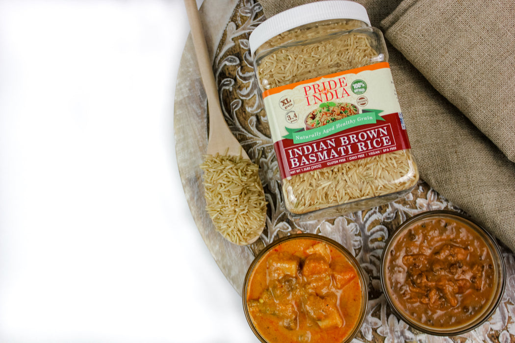 Extra Long Indian Brown Basmati Rice - Naturally Aged Healthy Grain Jar-3
