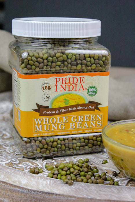 Indian Whole Green Mung Gram - Protein & Fiber Rich Moong Whole Jar-3