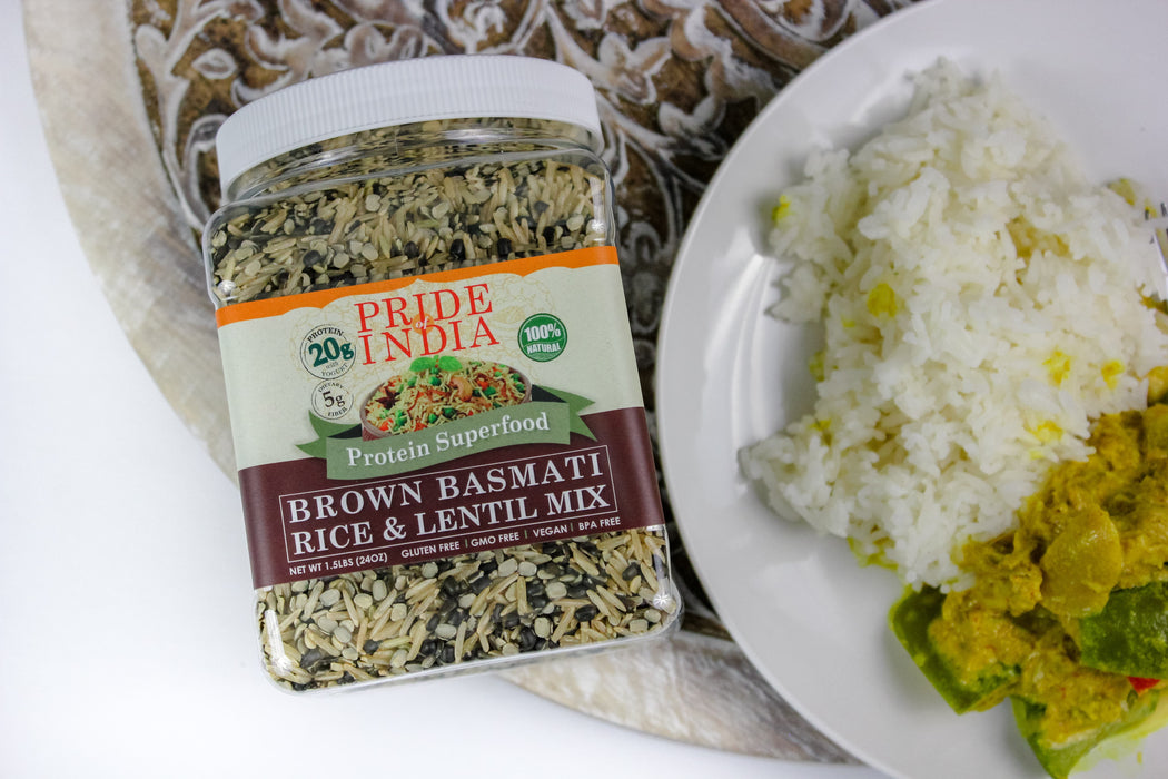 Indian Brown Basmati Rice & Lentil Kitchari Mix - Protein Superfood Jar-2