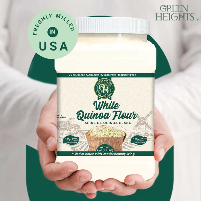 White Quinoa Flour - 2.2 Pound / 1 KG Jar by Green Heights-6