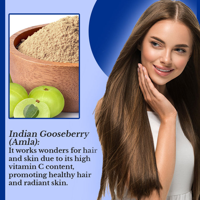 Hair Bliss- Natural Amla Gooseberry Herbal Hair & Skin Conditioning Powder- 12 Individual Sachets (10 gm each)- Reusable Brush & Tray Included-2
