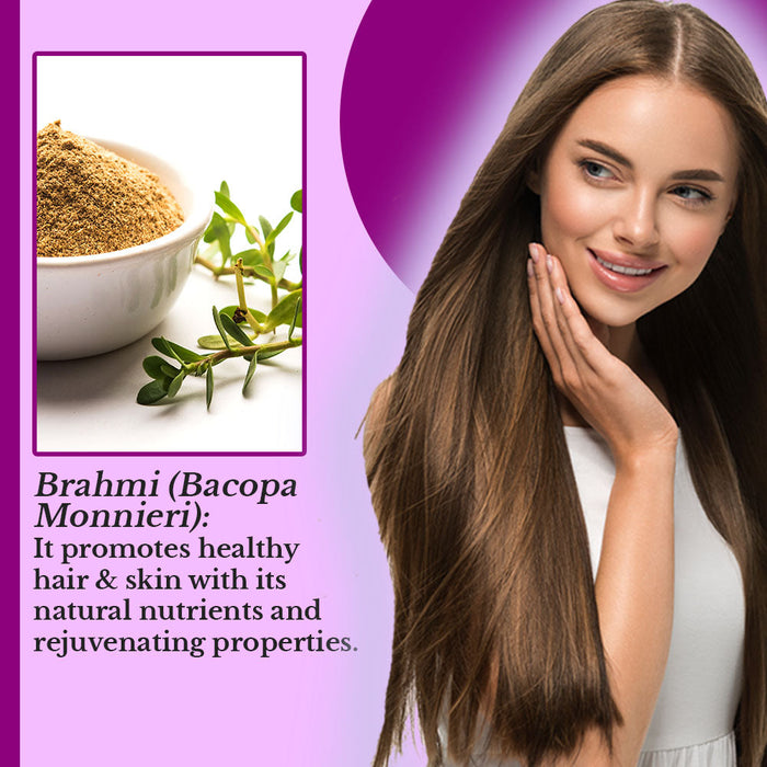Hair Bliss- Natural Brahmi Bacopa Herbal Hair & Skin Conditioning Powder- 12 Individual Sachets (10 gm each)- Reusable Brush & Tray Included-2