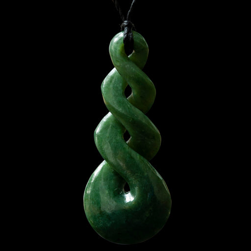 Dark Pounamu Triple Twist, handcrafted jade pendant - Culture Kraze Marketplace.com