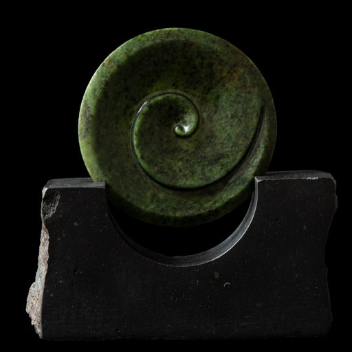 Pounamu Koru disc form sculpture by Alex Sands - Culture Kraze Marketplace.com