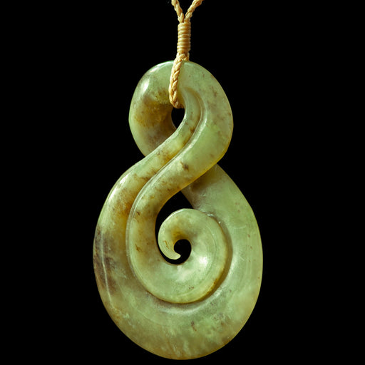 Large Pikorua (Twist) Koru, handcrafted jade pendant - Culture Kraze Marketplace.com