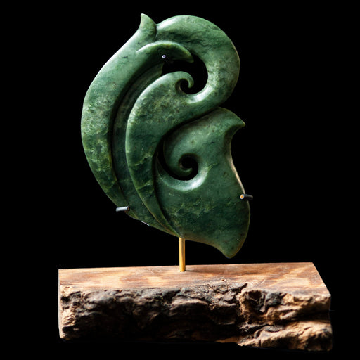 Jade Matau Koru contemporary freeform, handcrafted sculpture - Culture Kraze Marketplace.com