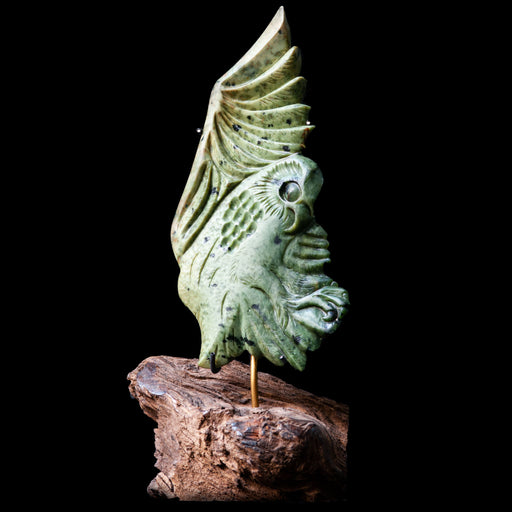 Ruru/Owl pounamu sculpture by Alex Sands - Culture Kraze Marketplace.com