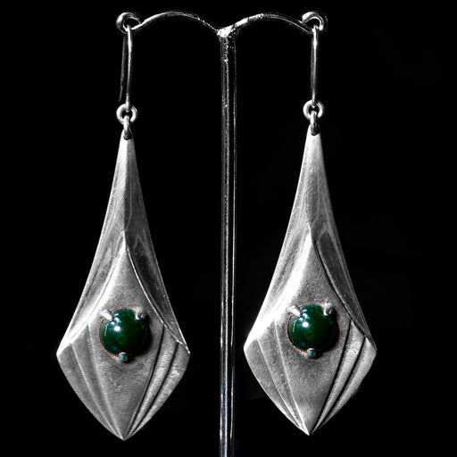 Sterling Silver Earrings with Pounamu Inserts - Culture Kraze Marketplace.com