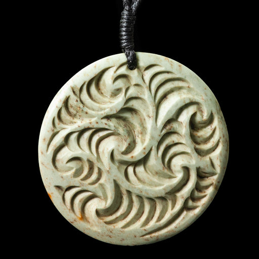 Carved Pounamu Disc by Alex Sands Cord Pendant Necklace - Culture Kraze Marketplace.com