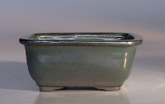 Green Ceramic Bonsai Pot - Rectangle  6" x 5" x 3" - Culture Kraze Marketplace.com